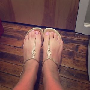 Current style!! Gold Tory Burch sandals.